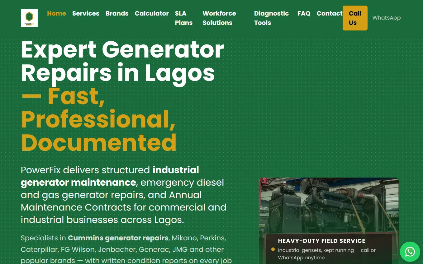 Powerfix generator repair website, Lagos and Ogun